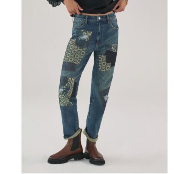 Anthropologie Pilcro Borrowed Boyfriend Patchwork Jeans Size 27 - Picture 1 of 12